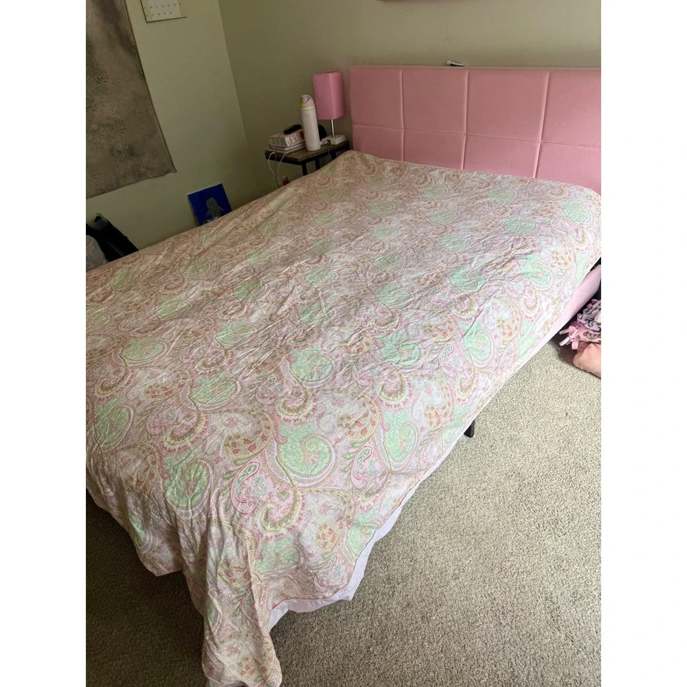 Kas Full Size Duvet Cover Pink Green Paisley Reversible Bohemian Bedding